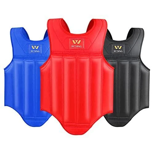 Wesing Martial Arts Muay Thai Boxing Chest Protector MMA Sanda Chest Guard-Red