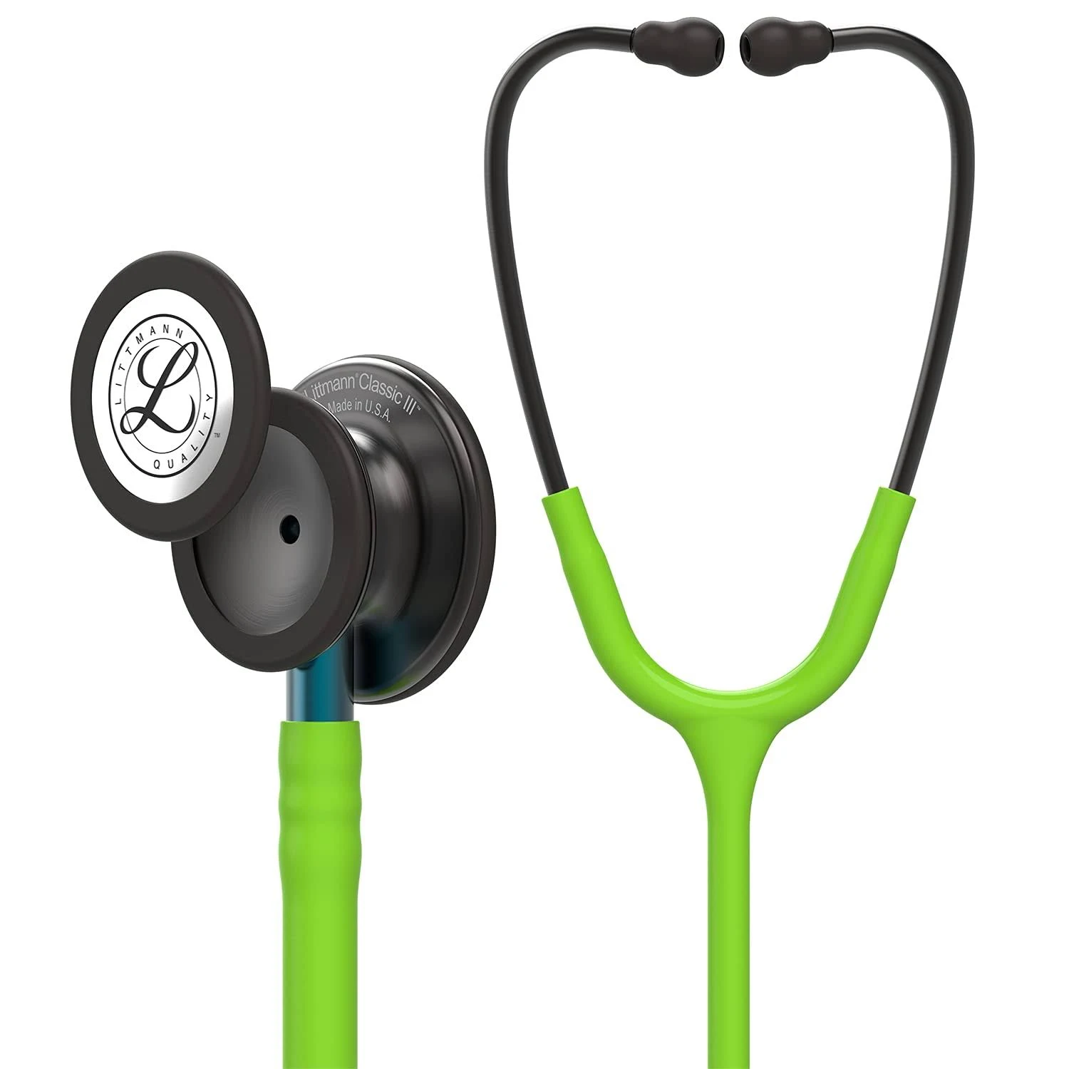 3M Littmann Classic III Monitoring Stethoscope, Mirror - Finish Chestpiece, Navy Blue Tube, Smoke Stem and Headset, 27 inch, 5863