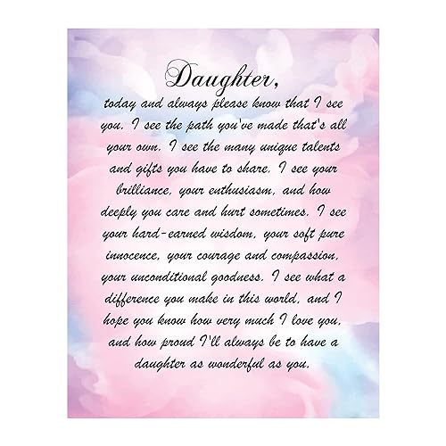 My Daughter - Pastel Inspirational Family Wall Decor, Motivational Wall Art Lifetime Print Gift For Living Room Decor, Bedroom Decor, Home Decor, Office Decor, or Room Decor Aesthetic, Unframed - 8x10