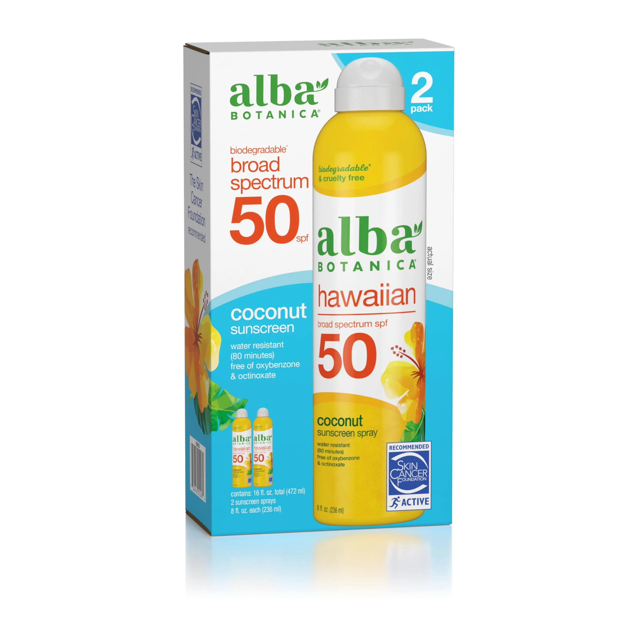 New lot of 2 Alba Botanica Sunscreen Broad Spectrum Hawaiian SPF50 Coconut  s6