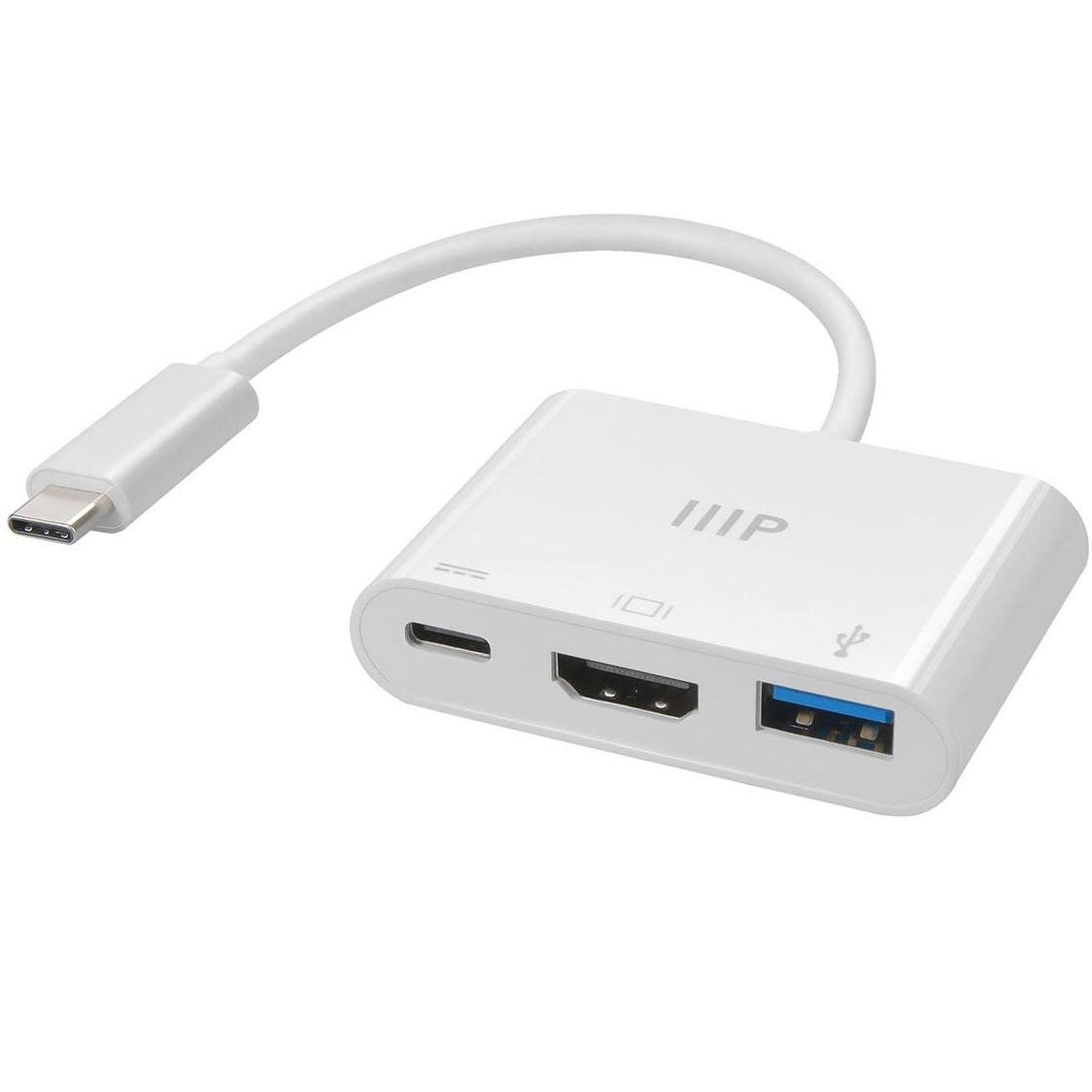 Monoprice 3-in-1 Adapter with Hdmi, USB 3.0 Type-A, and USB-C Outputs (43788)