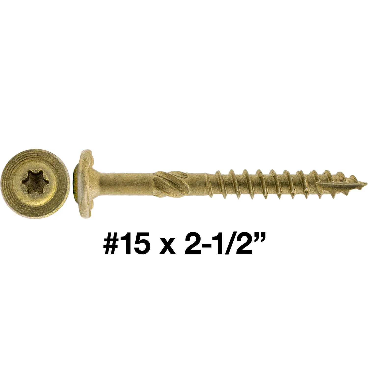 #15 x 3-1/2 Construction Lag Screw Exterior Coated Torx/Star Drive Heavy Duty Structural Lag Screw Far Superior to Common Lag Screws - Modified Truss Washer Head -FULL BOX -500 Screw Count