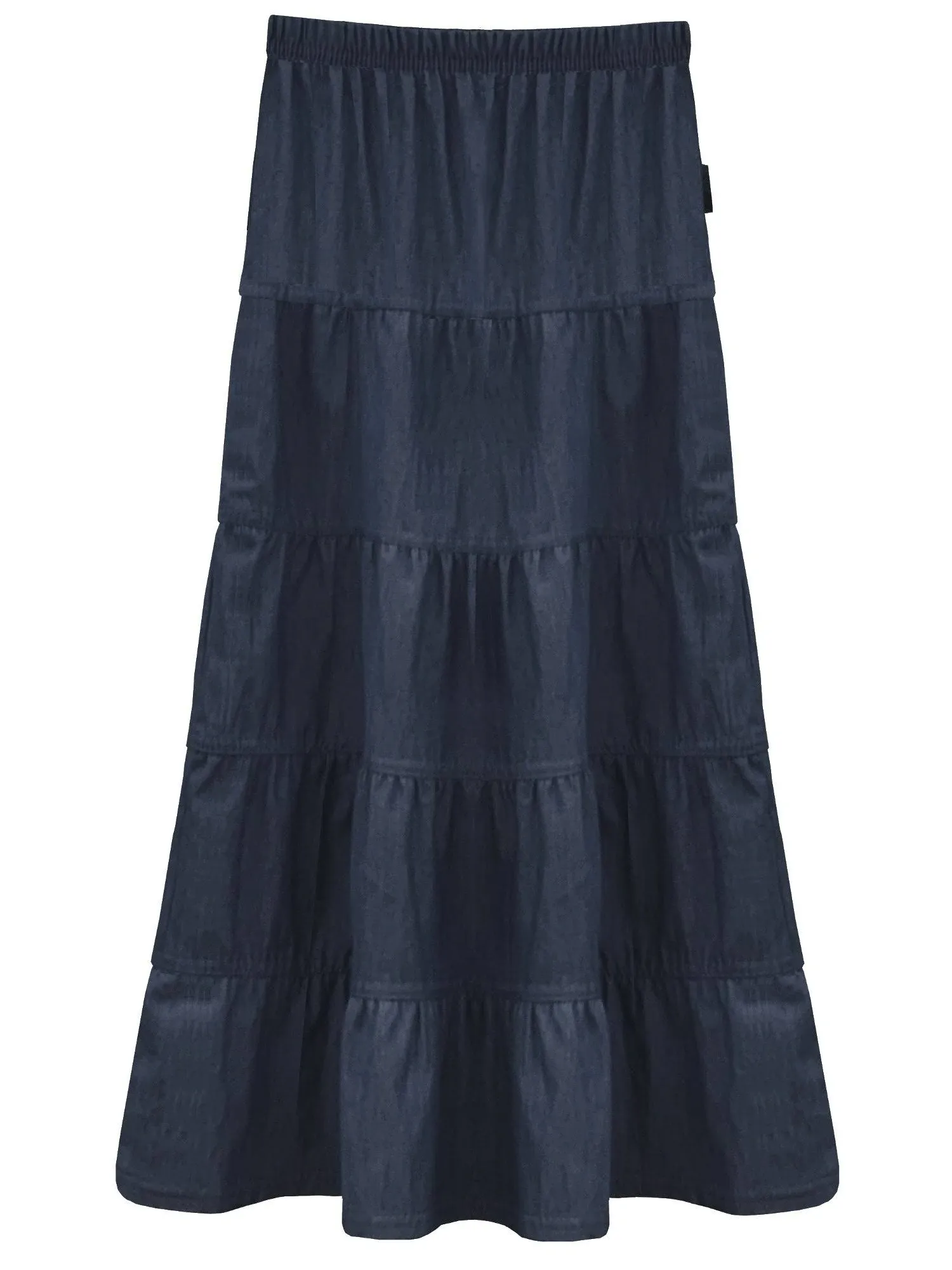 Girl&#039;s Ankle Length Long Denim 5 Tiered Skirt