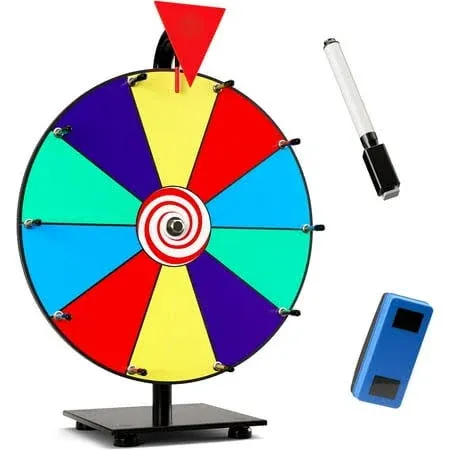 12 Inch Heavy Duty Spinning Prize Wheel - 10 Slots Color Tabletop Roulette Wheel of Fortune - Spin The Wheel with Dry Erase Marker and Eraser Win The Fortune Spin Game for Carnival and Trade Show