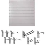 CROWNWALL Slat Wall Panel Set 48&#034;Hx48&#034;W PVC Locking Hook Kit Dove Grey (10-Pcs)