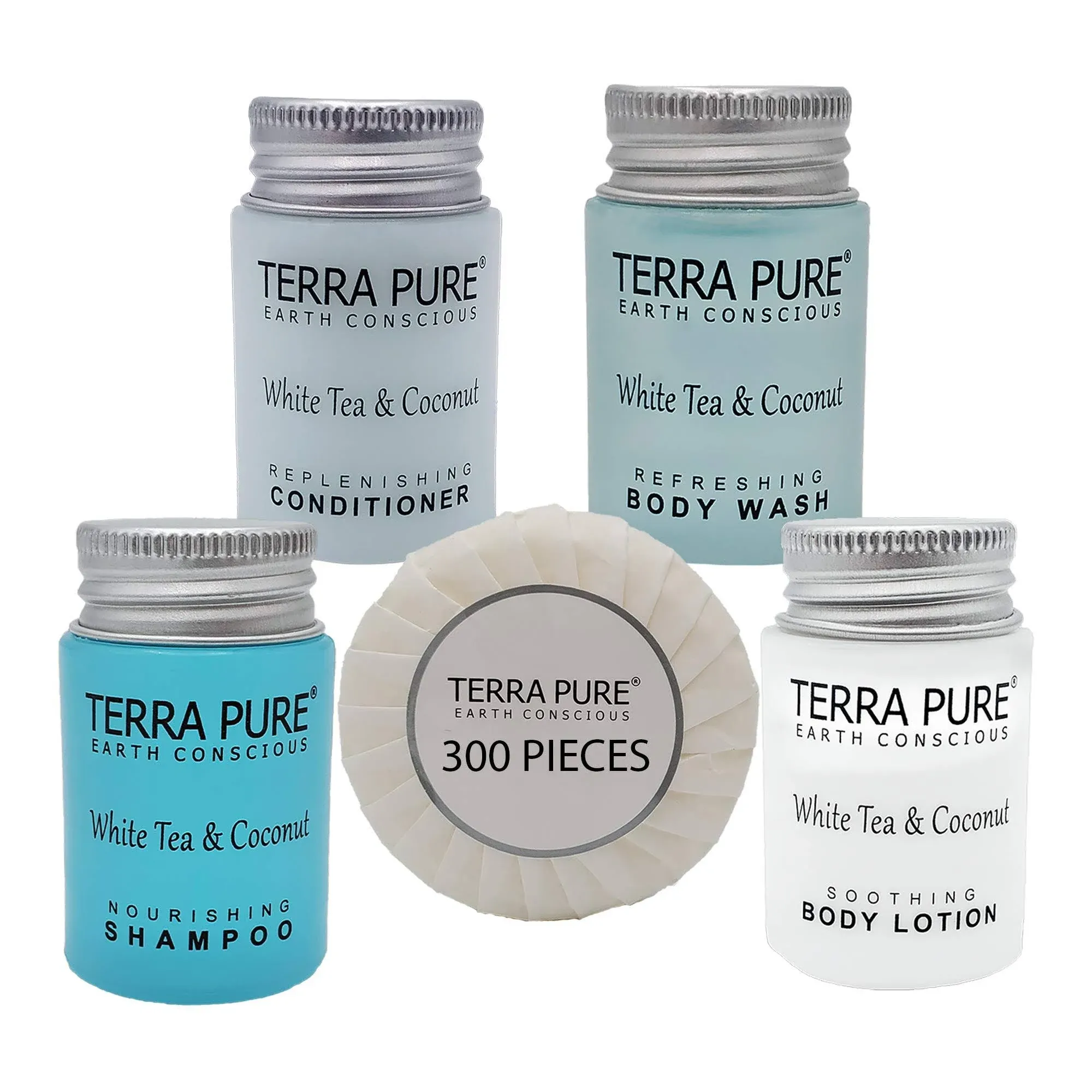 Terra Pure White Tea &amp; Coconut Hotel Size Toiletries Set | 1-Shoppe All-In-Kit |