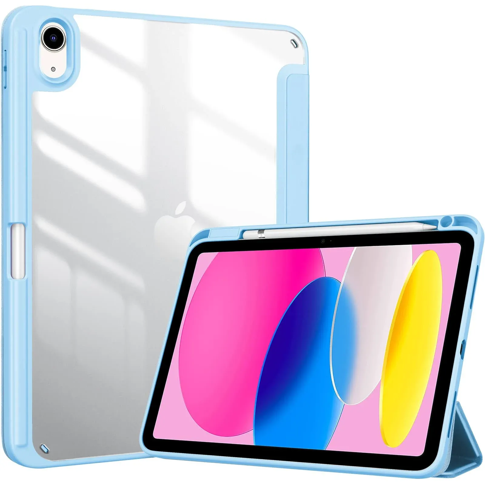 ProCase for iPad 10th Generation Case with Pencil Holder 2022 10.9 inch, Clear Back iPad 10 Case, 10th Gen iPad Case for A2696 A2757 A2777 -Skyblue