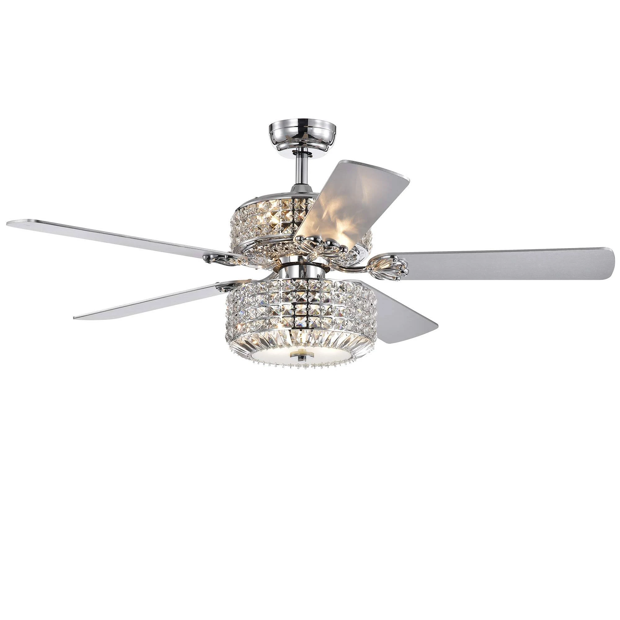 Warehouse of Tiffany CFL-8372REMO-CHD 52 in. Walter Dual Lamp Lighted Ceiling Fan ...