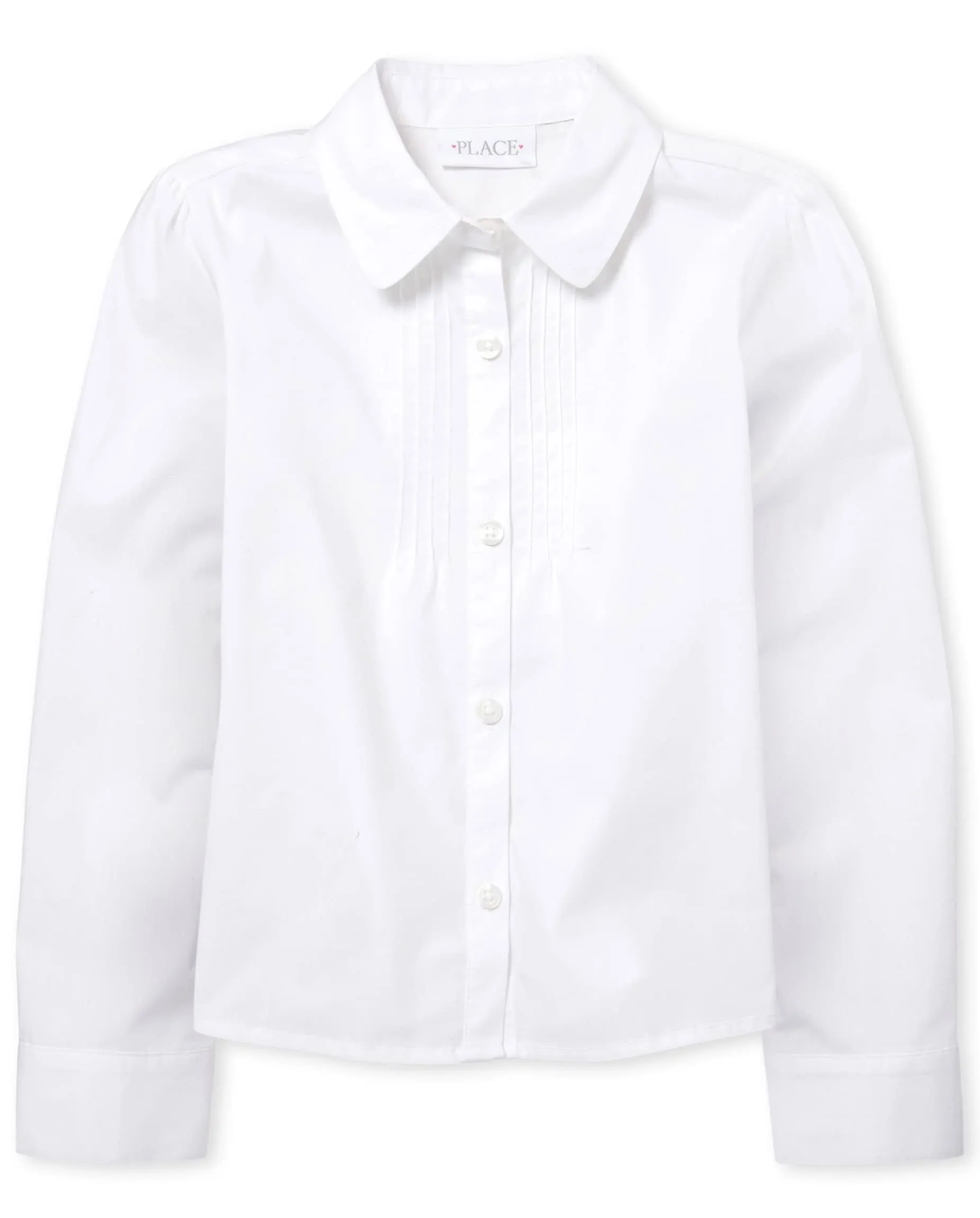 The Children&#039;s Place Girls&#039; Long Sleeve Pintuck Poplin Button Down Shirt