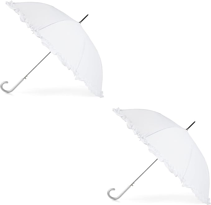 totes Women's Auto Open Ruffle Stick Umbrella 2 pack