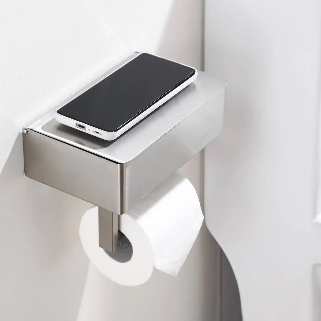 Toilet Paper Holder with Flushable Wet Wipes Dispenser & Storage