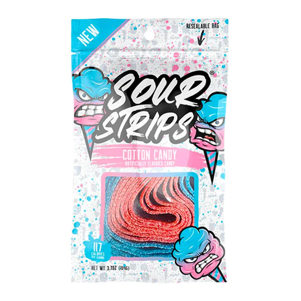 Sour Strips Flavored Sour Candy Strips, Deliciously Sour Chewy Candy Belts, Vegetarian Candies, 3 Pack (Wild Cherry (3-Pack))