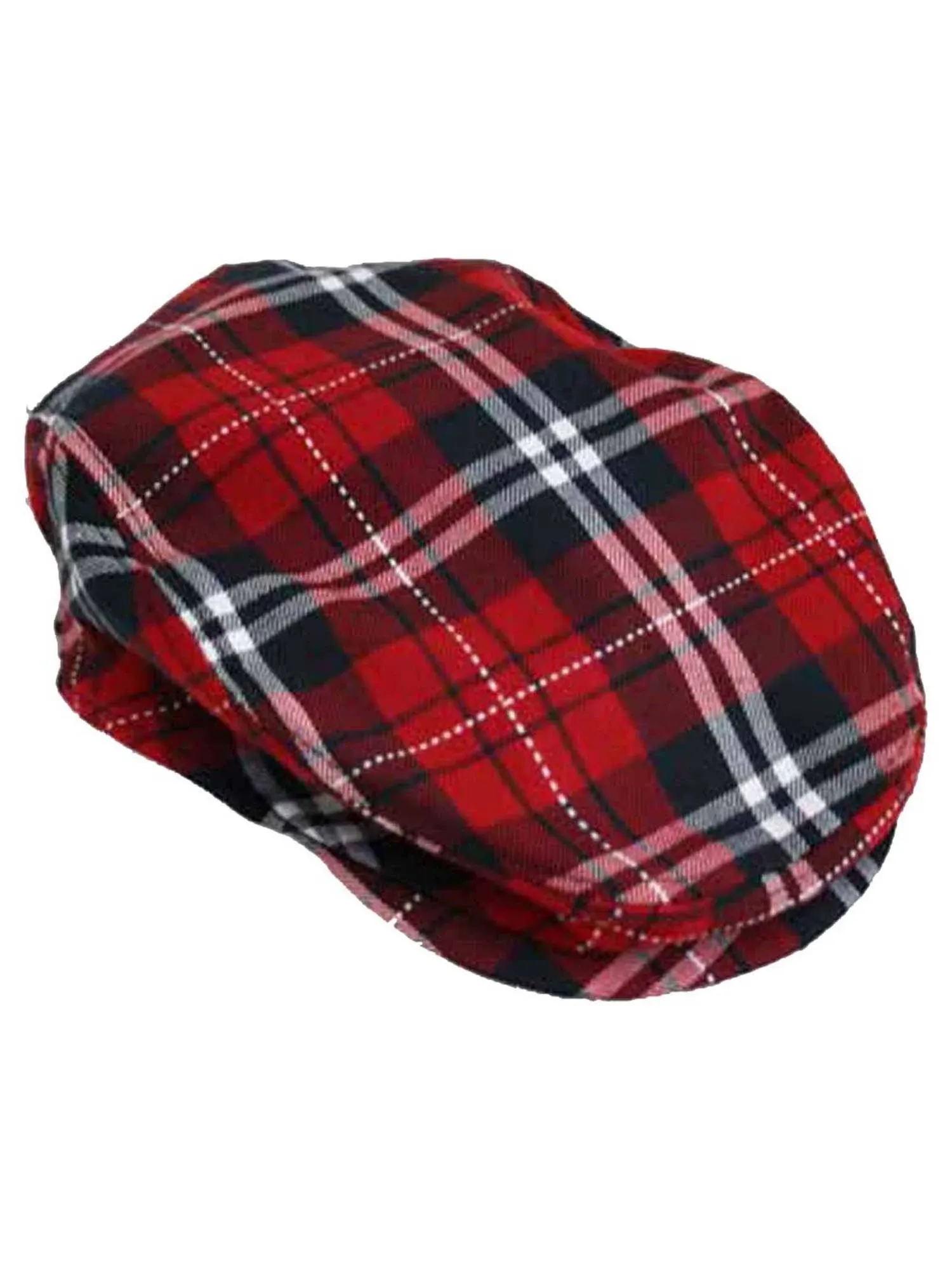 Luxury Divas Red Plaid Snap Front Newsboy Golf Flat Ivy Cap Hat