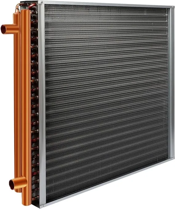 Water to Air Heat Exchanger 20x20 with 1" Copper Ports for Outdoor Wood Furnaces, Residential Heating and Cooling, and Forced Air Heating (20x20)