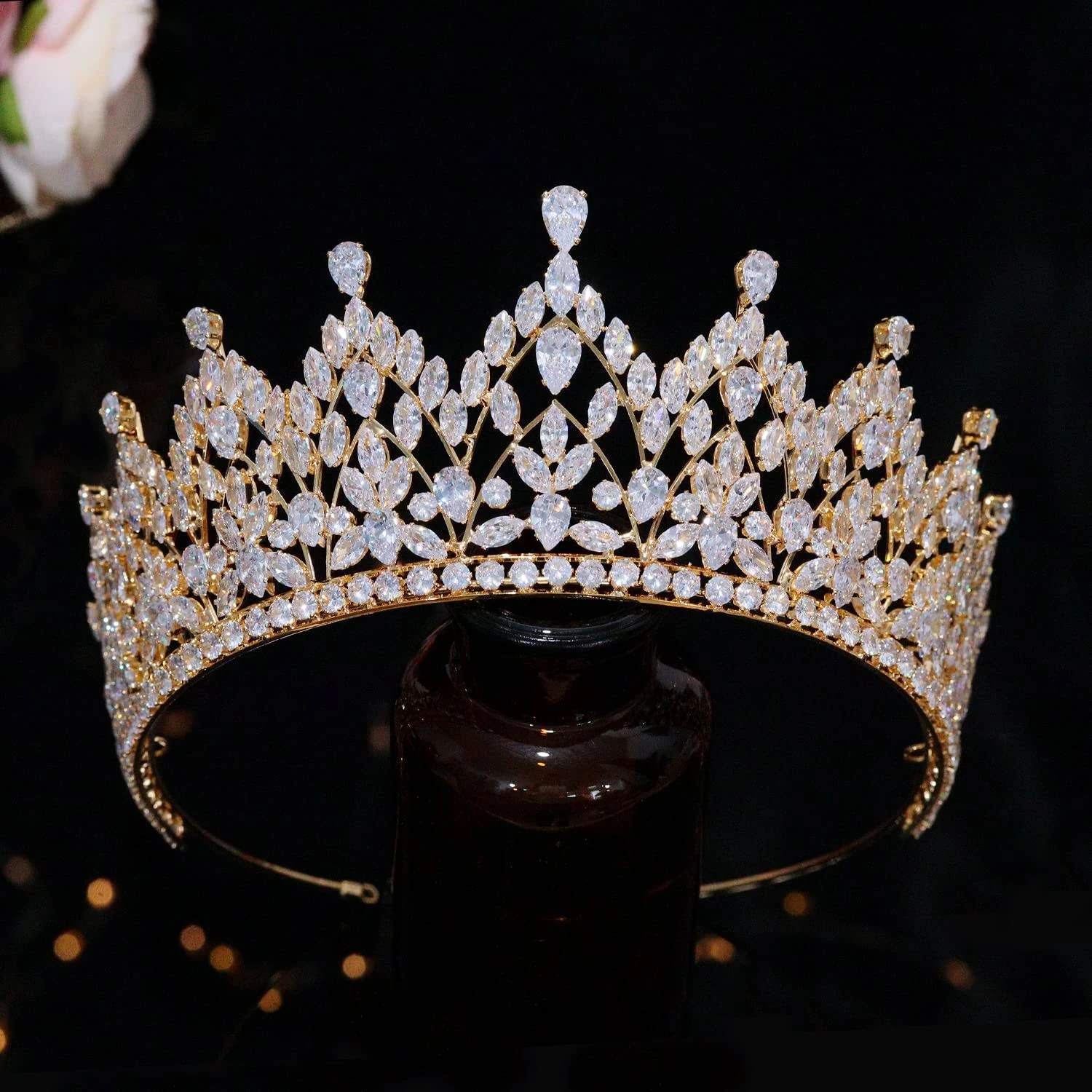 Aoligrace CZ Princess Pageant Crowns for Women Cubic Zirconia Wedding Tiaras for Bride Birthday Quinceanera Hair Accessories