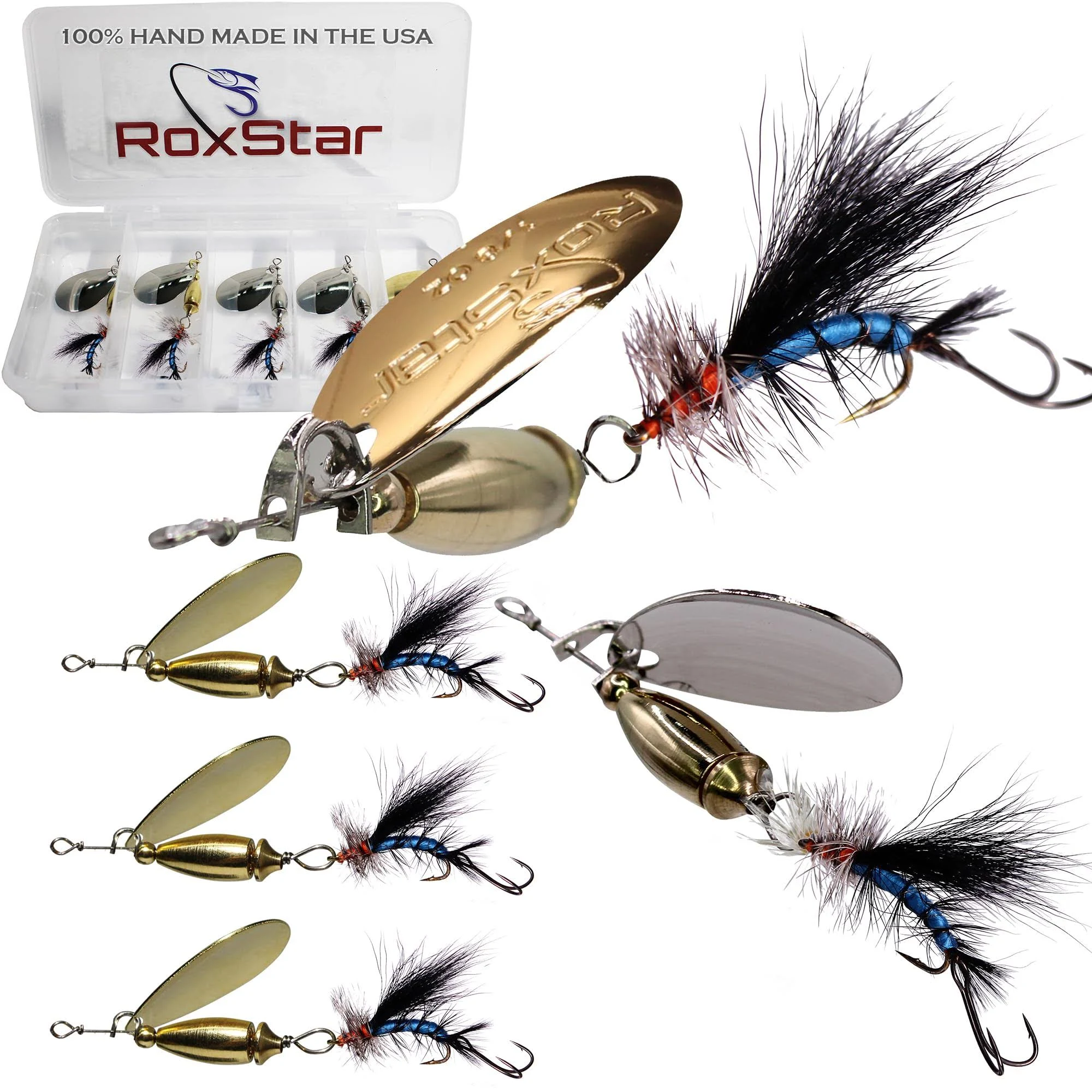 RoxStar Fly Strikers Blue Series - Hand-Crafted in The USA - Proven Nationwide Most Versatile Fishing Spinner for Bass, Trout, Pike, Steelhead- Stop Fishing - Start Catching!…