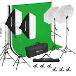 Video Photo Studio Photography Lighting Kit 1X Backdrops 2 X Umbrella Stand Set