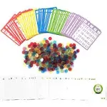 Yuanhe Bingo Game Set with 50 Bingo Cards and 500 Colorful Transparent Bingo