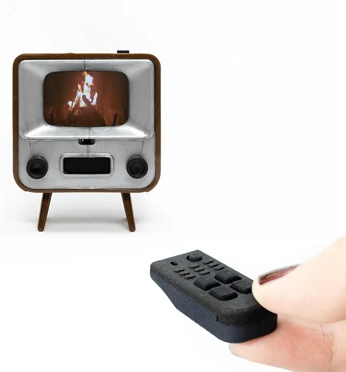 TinyTV 2 - Portable Retro Television with Working Rotary knobs - Load Your own Videos Easily via USB onto Your own minature TV (Brown)