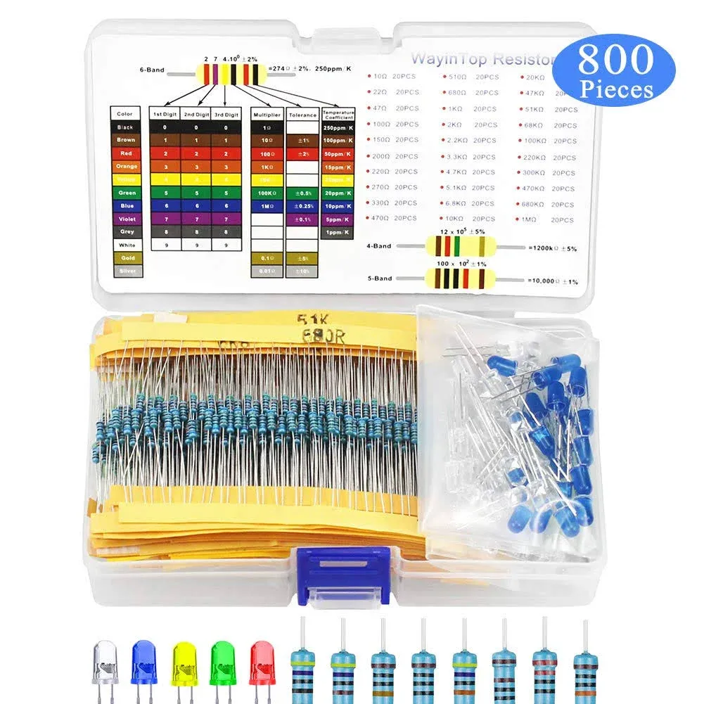 5Mm Leds &amp; Resistor Assortment Kit for Arduino Projects, 600Pcs Resistors 