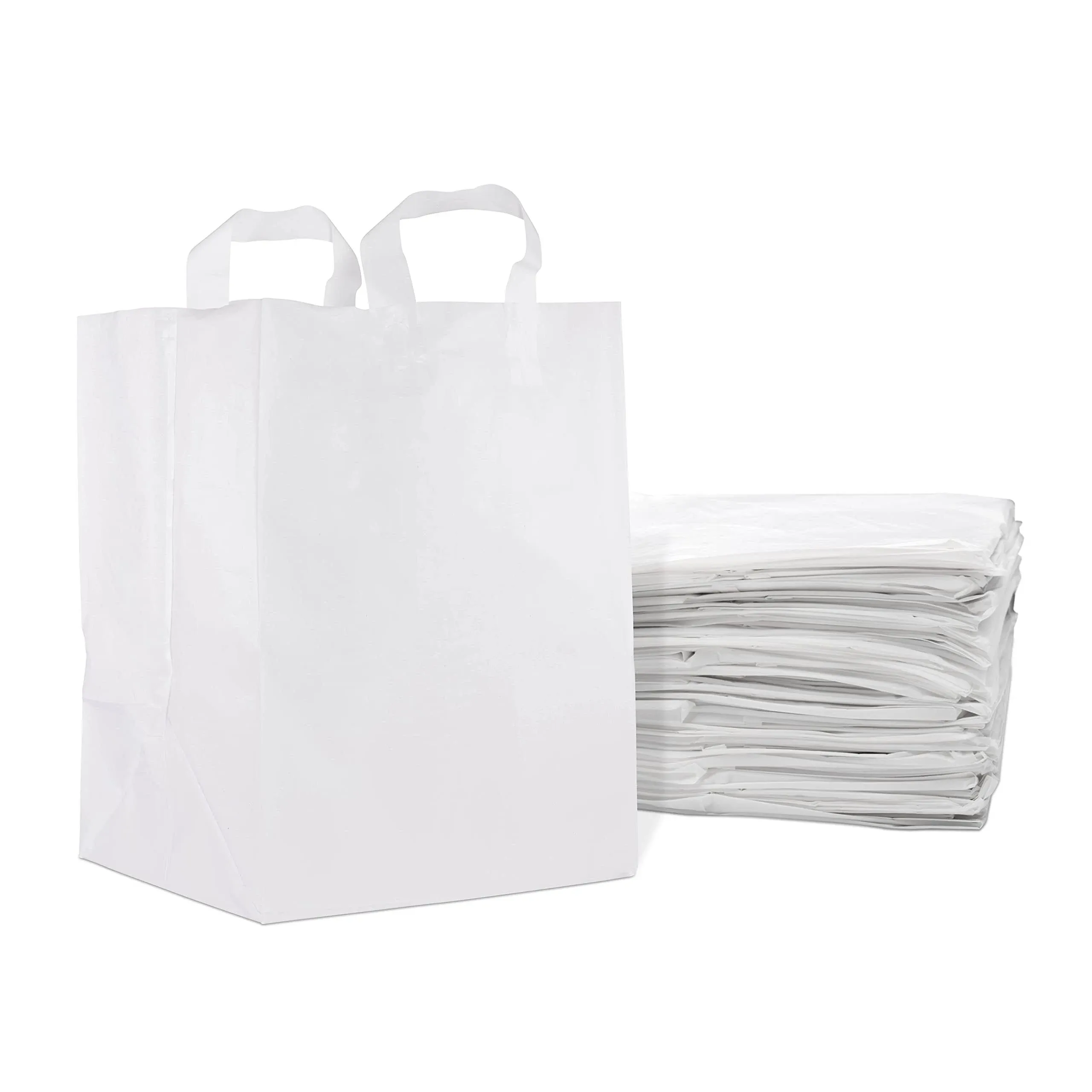 12x16x10 White Plastic Shopping Bags, Take Out Bags, Merchandise Bags 250 pcs.