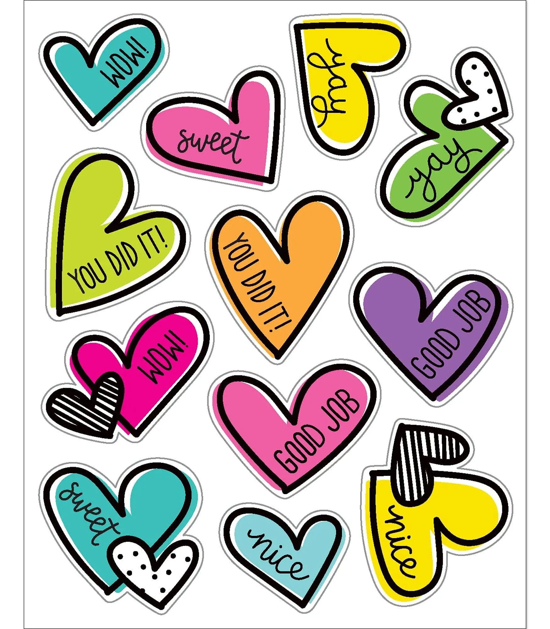 Carson Dellosa Education Doodle Hearts Shape Stickers Kind Vibes