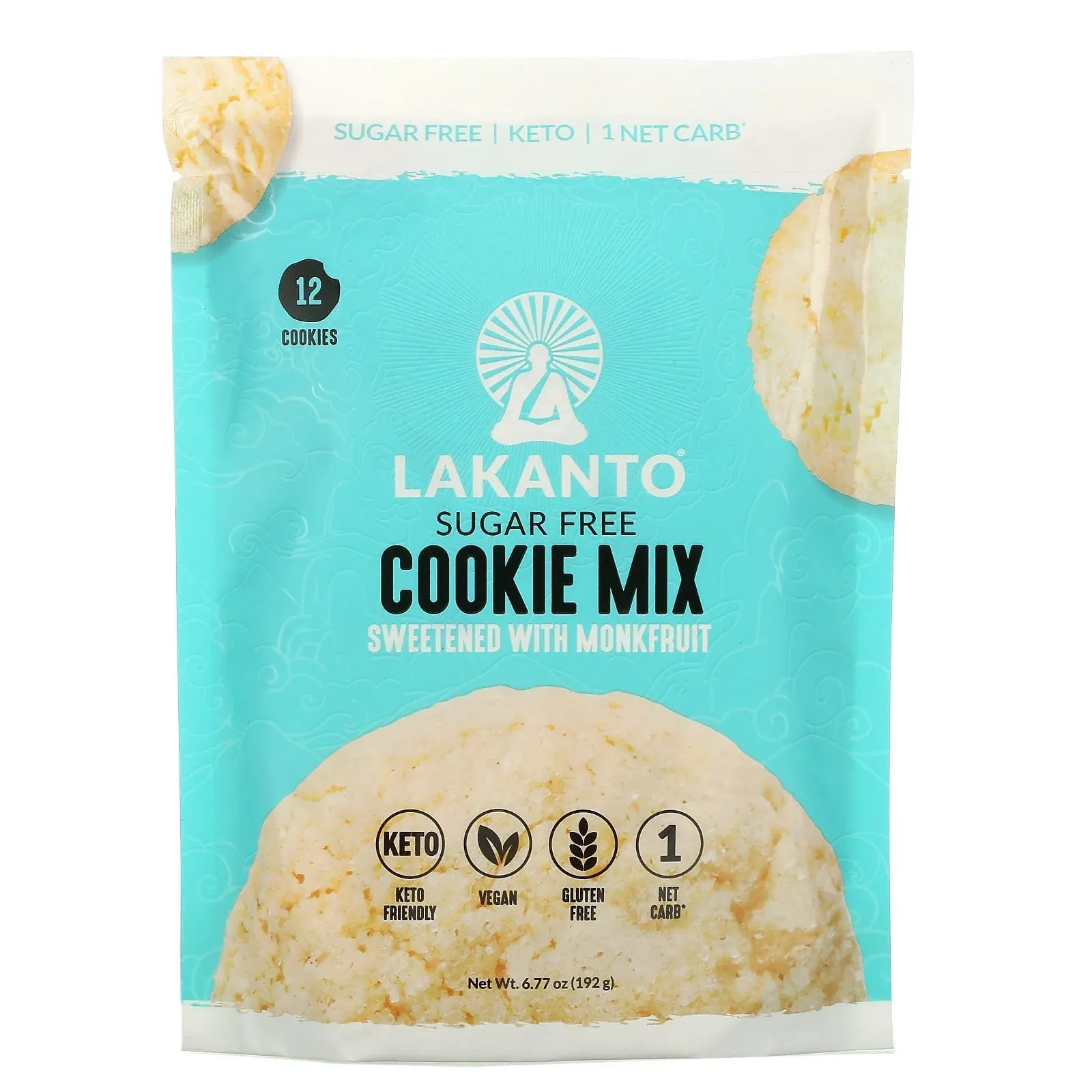 Lakanto Sugar Free Cookie Mix - Monk Fruit Sweetener, 1g Net Carb, Gluten Free, Dairy Free, Keto Diet Friendly, Delicious Snack, Almond Flour, Baking Mix (12 Servings)