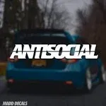 Antisocial Car Sticker Decal, Anti Social Sticker for Car, Truck, Windshield Banner Sticker 20 x 4 inches