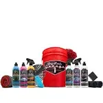 Jay Leno's Garage Car Essential Detailing Bucket Kit - Sprays, Liquids, Microfiber Towels, Applicators and Wash Mitt