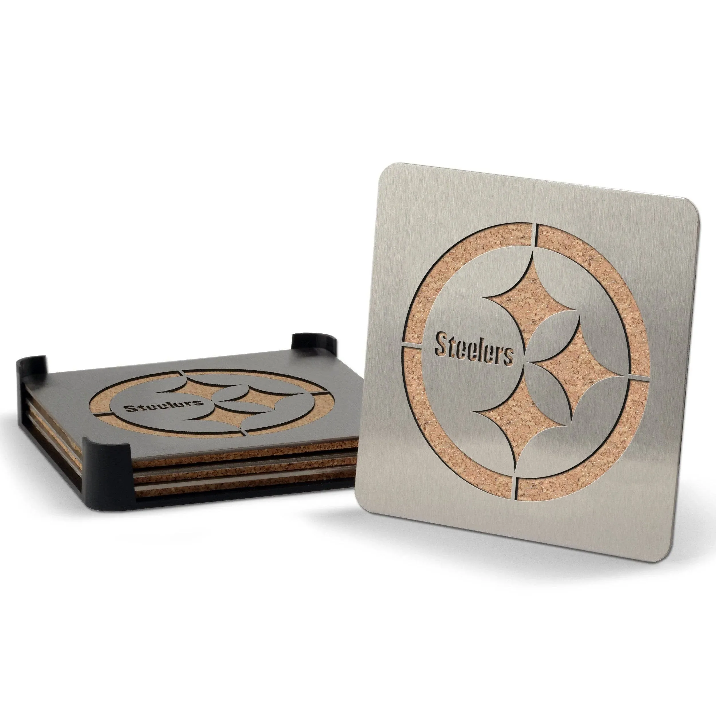 Pittsburgh Steelers 4 Pack Stainless Steel Boaster Coaster