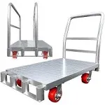 2in1 Steel Panel Truck Cart, Flatbed Cart Heavy Duty Drywall Cart Lumber Cart, Platform Trucks with 2000 lbs Capacity and 2 Swivel Casters, 36" x 24