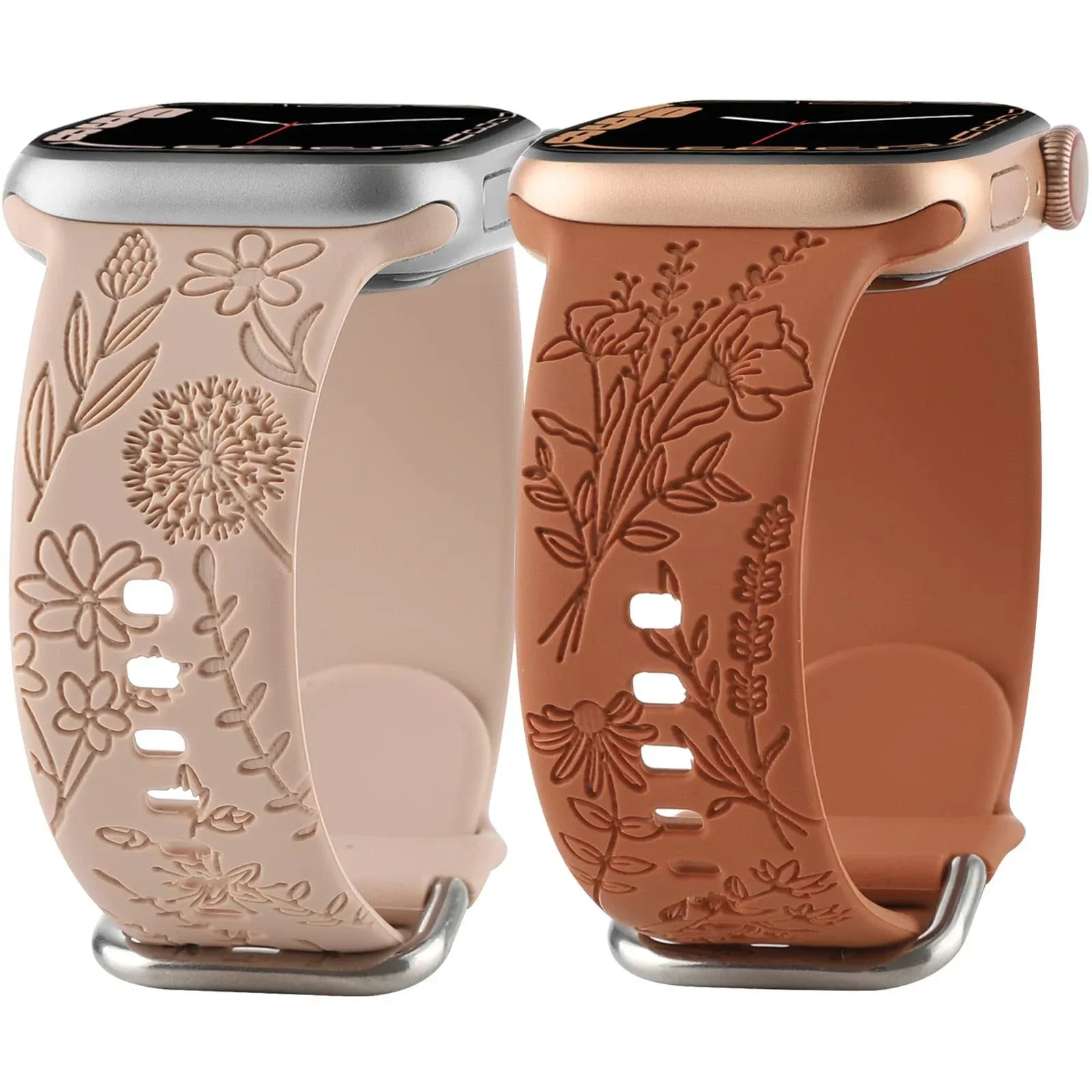 FERJITGR Flower Engraved Silicone Band Compatible with Apple Watch Bands 38mm ...