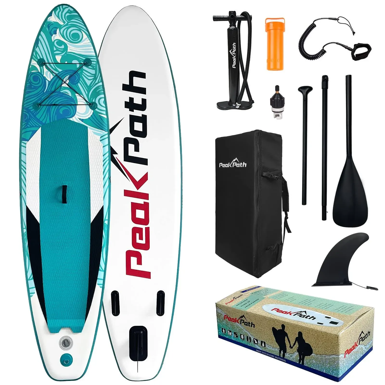 Peakpath Inflatable Stand Up Paddle Board (6’’ Thick) with Premium S