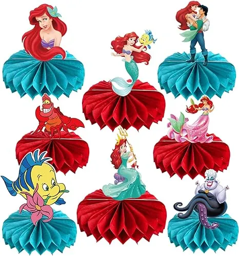 Little Mermaid Party Favors Birthday Supplies, 8Pcs Cute Little Mermaid Ariel 