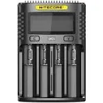 Nitecore UMS4 Intelligent USB Four Slot Quick Battery Charger for Li-Ion/Ni-MH/Ni-Cd/IMR 16340 14500 18650 21700 20700 AA AAA and More Batteries, with LumenTac Battery Organizer