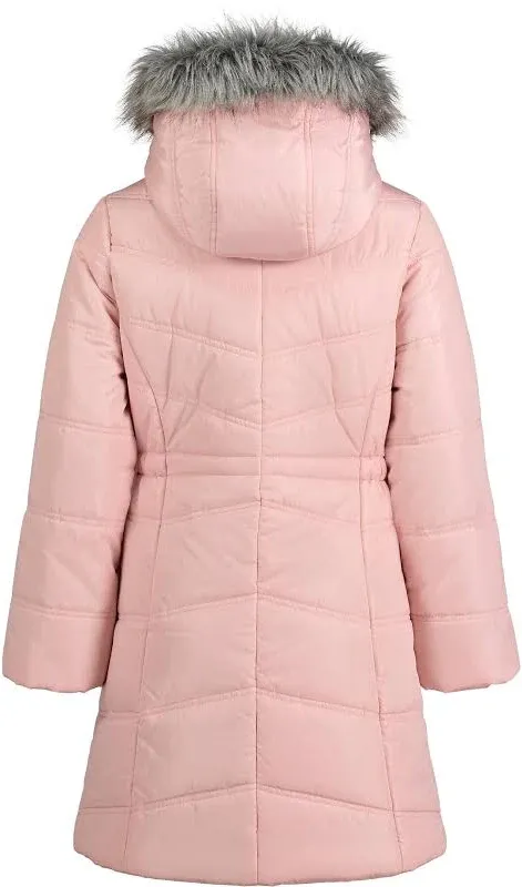 Calvin Klein Girls' Hooded Winter Puffer Jacket, Full-Length Heavyweight Coat with Fleece Lining