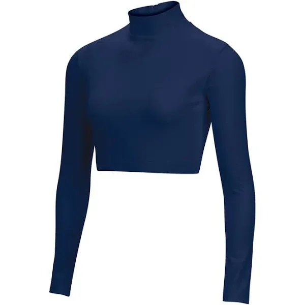 Cropped Cheer Bodysuit - Long Sleeve Cheerleading Turtleneck Crop Top - Stretch Body Suit For Cheerleaders (Adult Sizes)