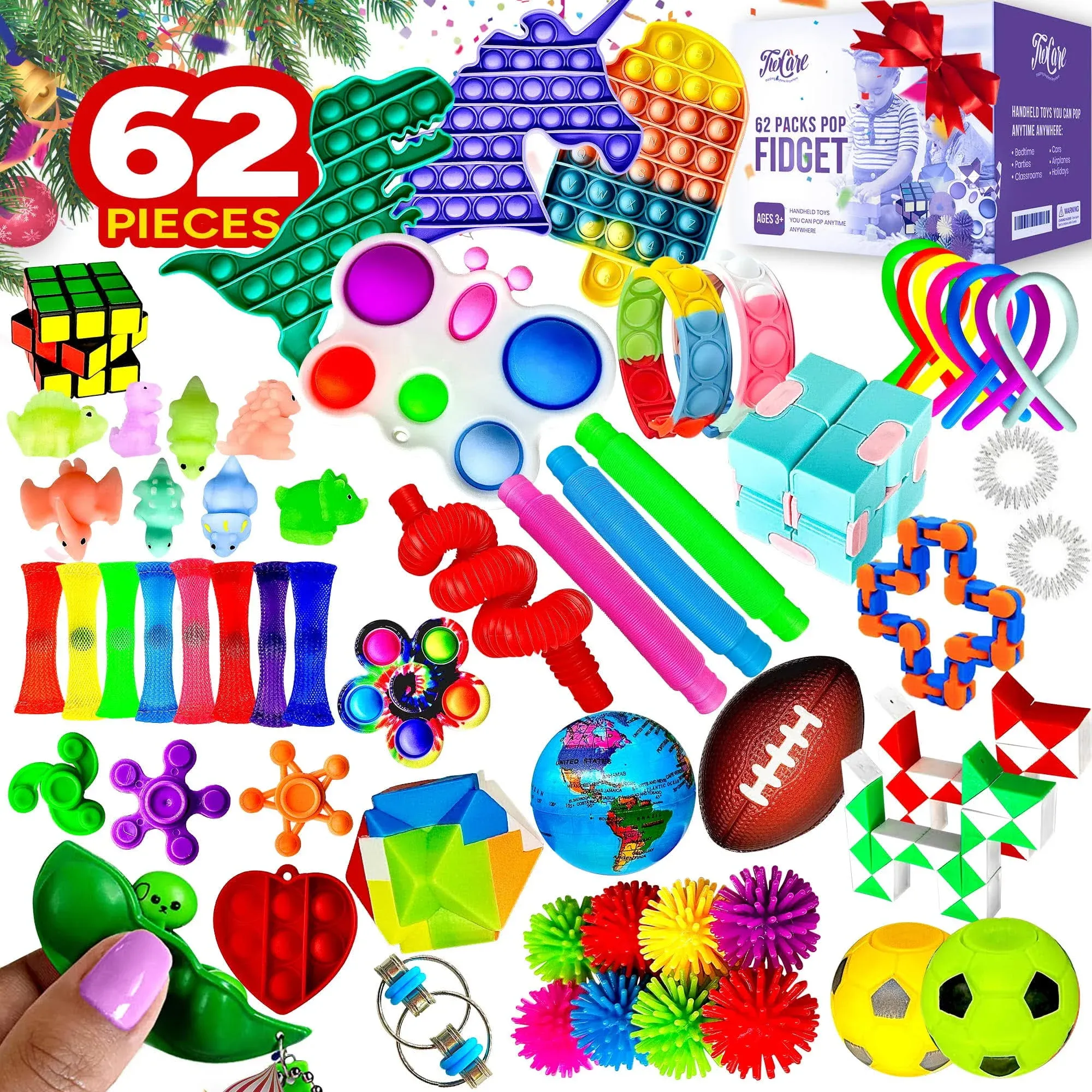 62 Pack Fidget Toys Set, Sensory Party Favors Gifts for Kids Adults Autism Stres