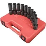 Sunex 3/8" Drive 10 Piece Metric Deep Universal Impact Socket Set