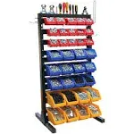 King's Rack Hanging Bin Rack Storage System Heavy Duty Steel Rack Organizer Shelving Unit w/ 35 Plastic Bins in 8 tiers