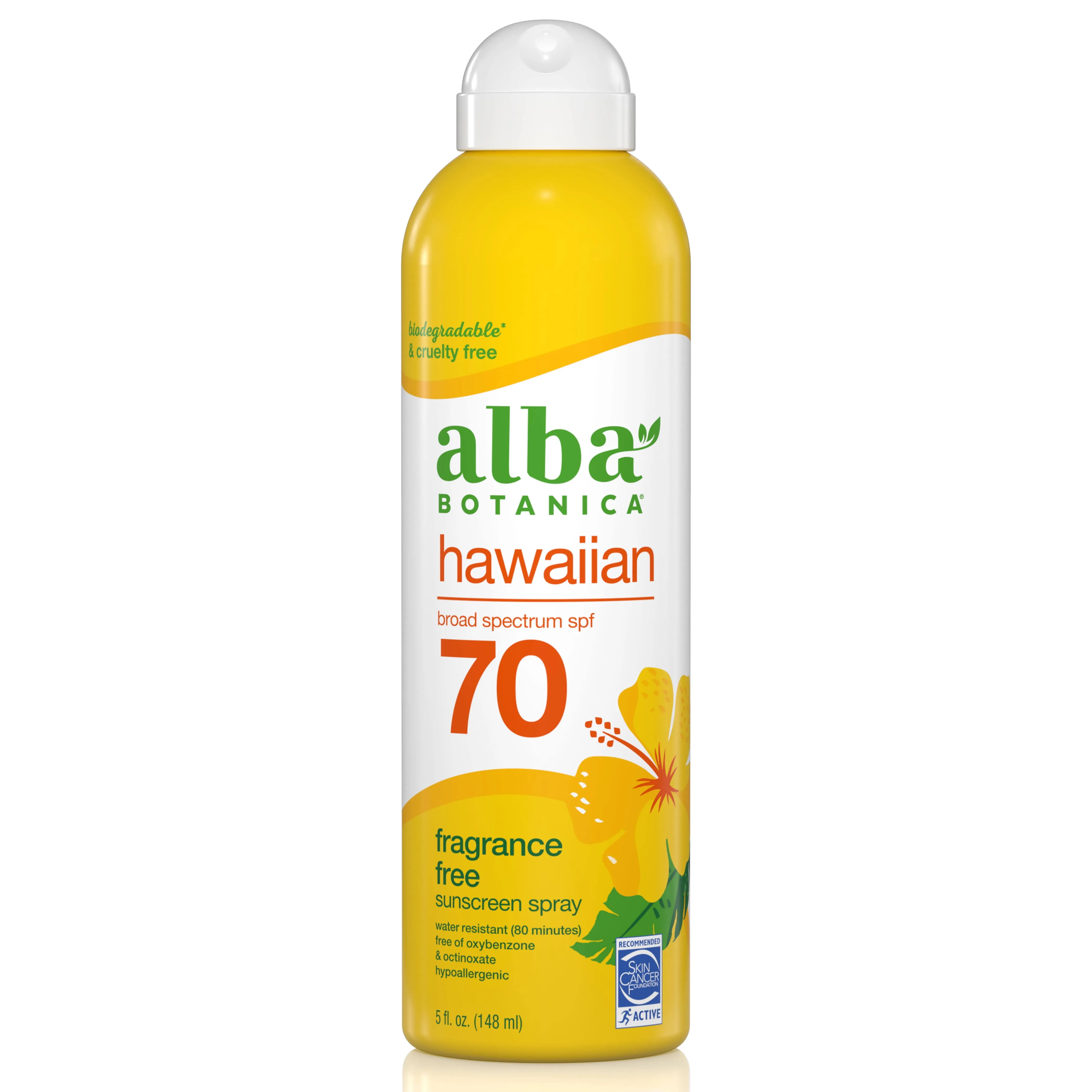 Alba
           Botanica Hawaiian Sunscreen Spray SPF 70 Fragrance Free -- 5 fl oz
        
        
        
        
        
          
          SKU #: 724742004392
          
            Shipping Weight:
              0.405 lb