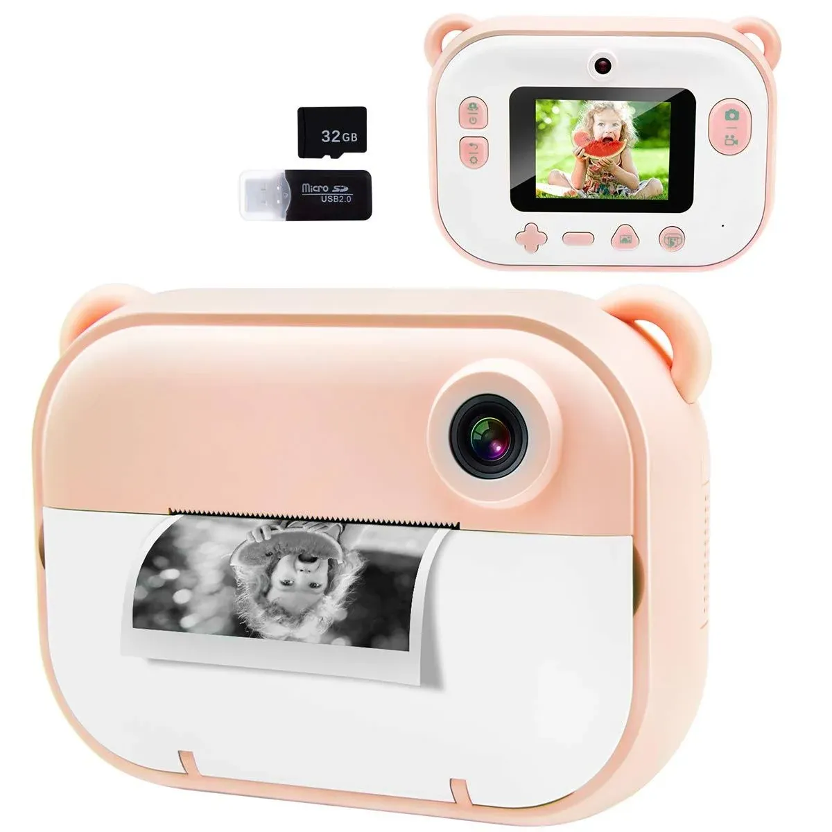 Joytrip Kids Instant Print Camera, Kids Camera with 2.4” HD Large Screen LCD, Digital Camera with Thermal Printing Paper and Cartoon Stickers, 3-14 Years Old Children Toy Learning Camera