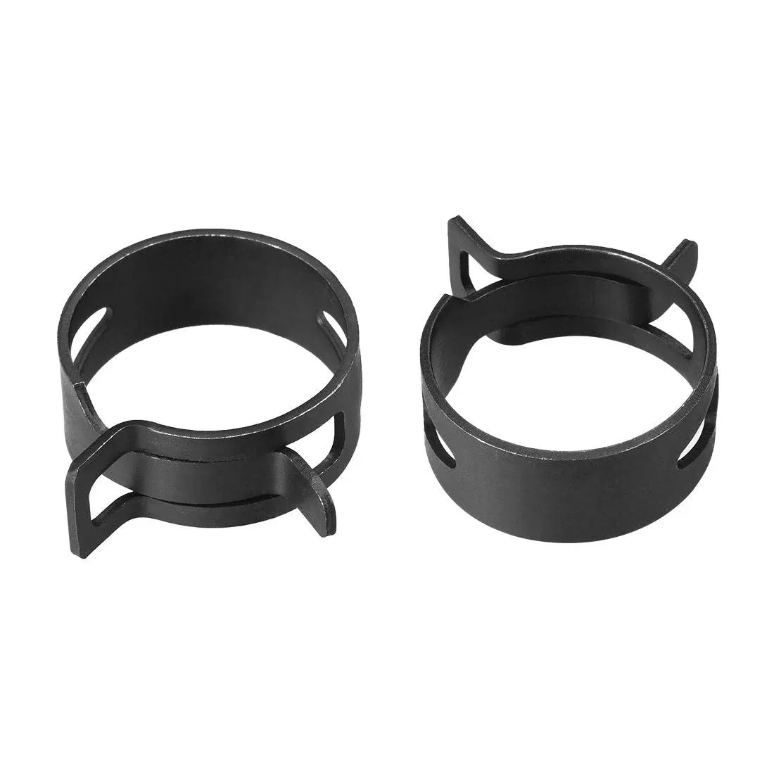 Steel Band Clamp Inner Dia Fit OD Hose Fuel Line Silicone Tube Spring Clips Clamp Black