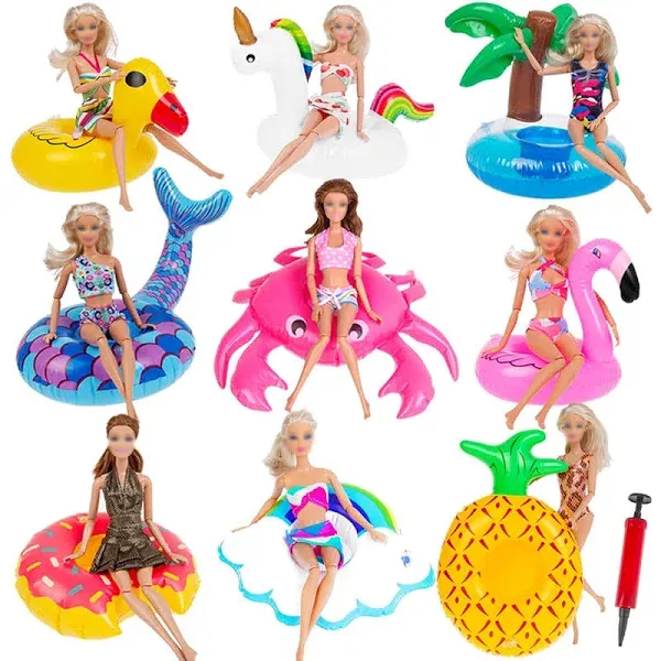 Great Choice Products 9 Pack Pool Floaties for Girl Dolls Swimming Pool Party ...