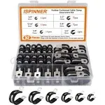 ISPINNER 52pcs Cable Clamps Assortment Kit, 304 Stainless Steel Rubber Cushion Pipe Clamps in 6 Sizes 1/4" 5/16" 3/8" 1/2" 5/8" 3/4"