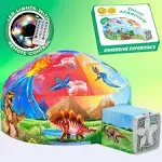 W&O Dino Aerodome with LED Lights - Inflatable Jurassic Fort for Kids Aged 3-12 Inflates in seconds Creating An Immersive Dinosaur Experien