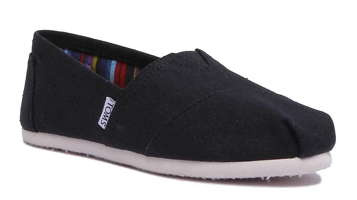 Toms Women's Classic Canvas Flat Shoe - Black - 6M