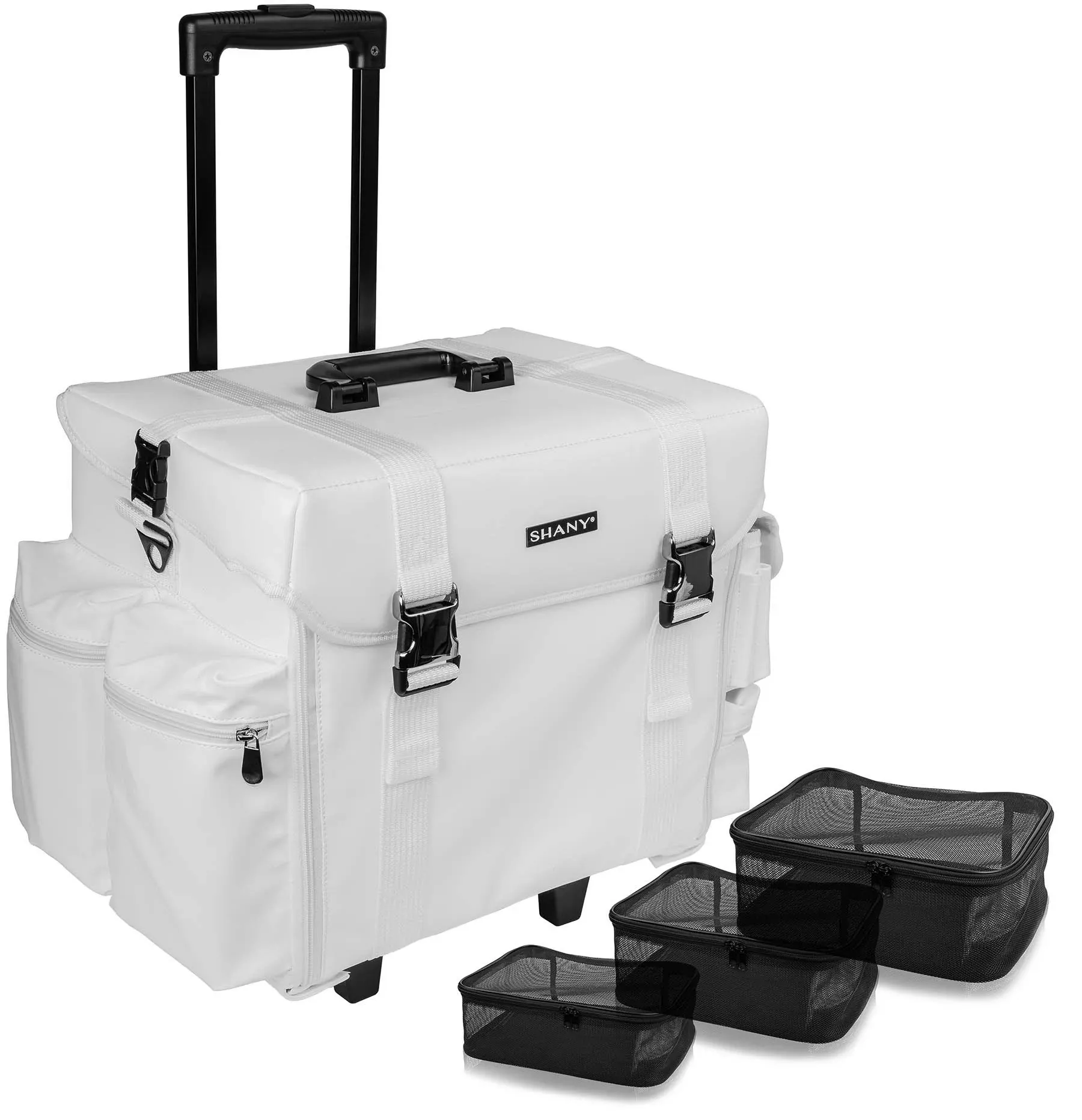 Shany Makeup Artist Soft Rolling Trolley Cosmetic Case with Free Set of Mesh Bag ...