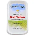 Proper Foods 100% Grass-Fed Beef Tallow - Pasture Raised - For Cooking, Baking & Frying - 16 oz