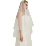 Double Layer Tulle Bridal Veil 2 Tier Sheer Wedding Veil with Comb